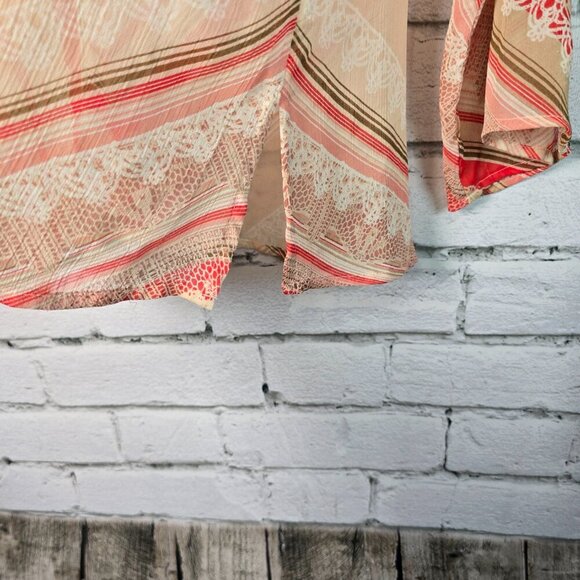 APOSTROPHE SEMI SHEER TUNIC VNECK WITH BEADS LONG SLEEVE WOMENS SIZE LARGE - Picture 5 of 7